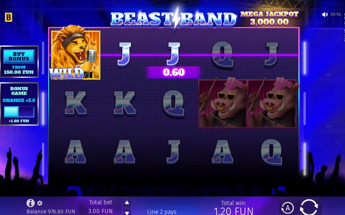 Base Game on 5 reels, 3 rows, 25 paylines